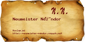 Neumeister Nándor névjegykártya